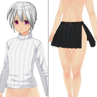 高领衬衫+高开衩迷你裙