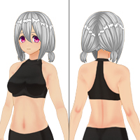 两个小辫子短发套装